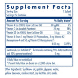 Etiqueta del Allergy Research Group Vitamin K de espectro completo con información de nutrientes.