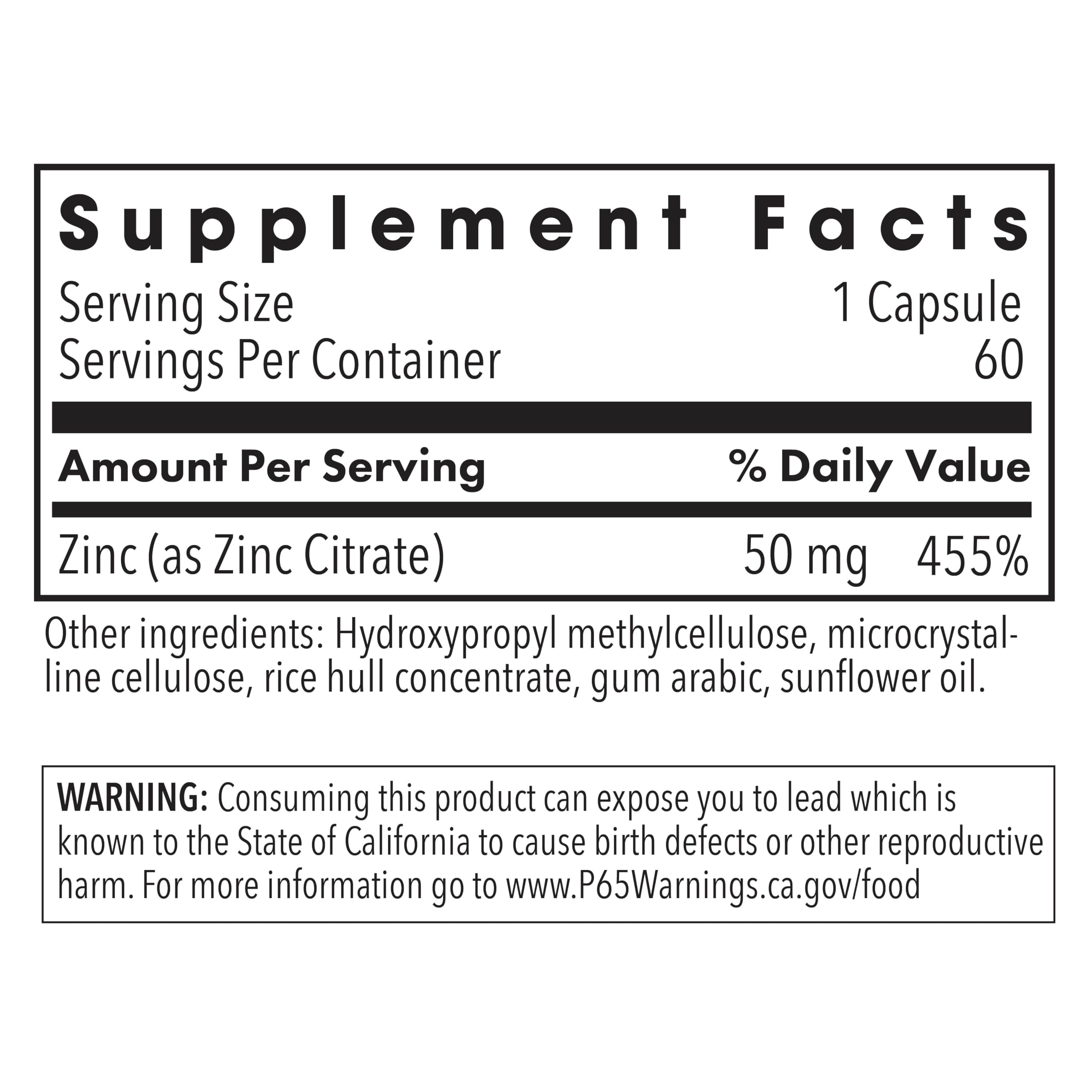 Allergy Research Group Zinc Citrato, soporte para equilibrio nutricional diario