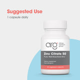 Allergy Research Group Zinc Citrato en frasco, toma diaria fácil