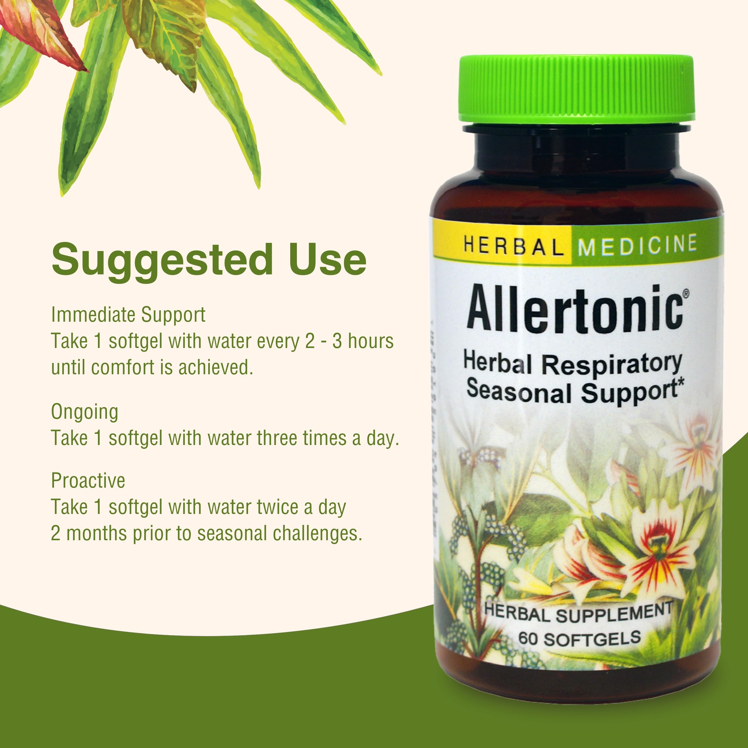 Herbs Etc. Allertonic, botella sobre mesa para uso diario