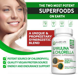Allied Life Sciences Spirulina y Chlorella: cápsulas fáciles de tragar para dieta vegetariana.