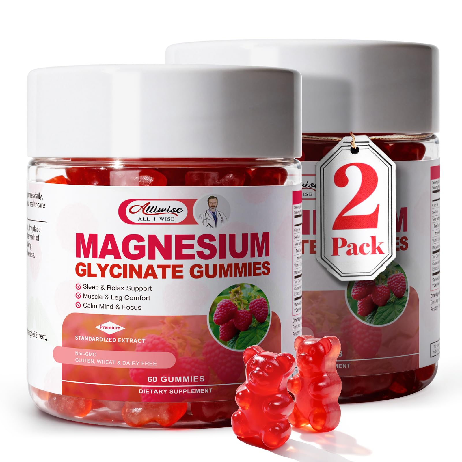Gomitas Alliwise magnesio 600 mg en botella amplia para acceso facil por la noche