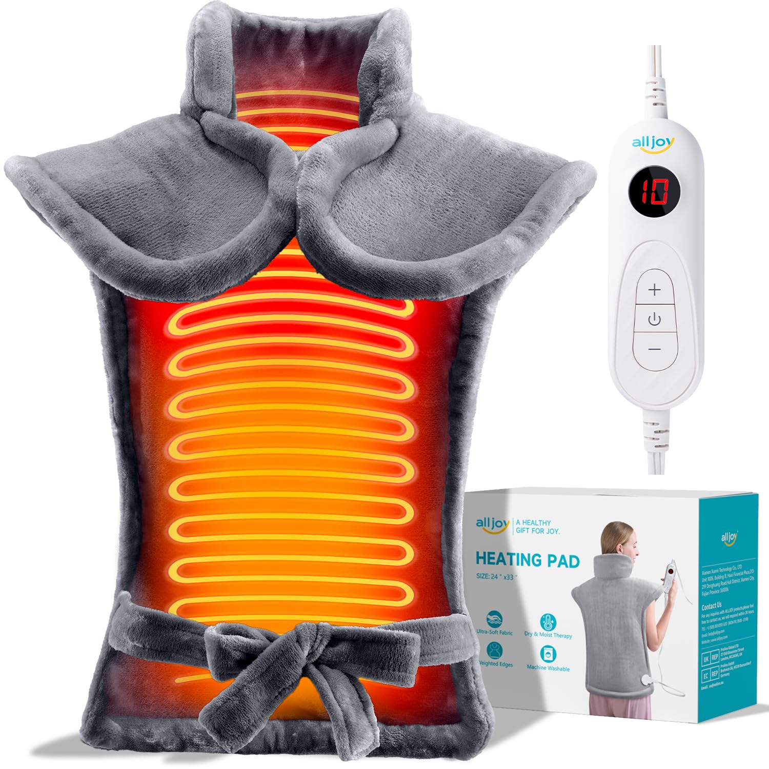 ALLJOY almohadilla calor dorso: cobertura amplia para espalda y hombros.