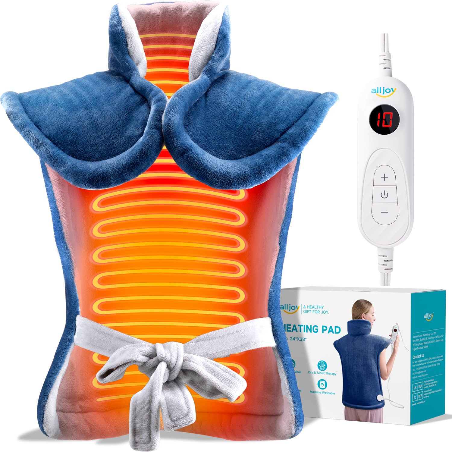 ALLJOY almohadilla térmica para espalda con cobertura total 24x33, ideal para sesiones en casa