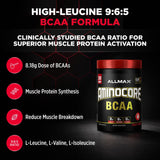 ALLMAX AMINOCORE BCAA mezcla en agua sin grumos y fácil de beber