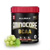 ALLMAX AminoCore, bote sabor uva blanca, ideal para recuperación después del entrenamiento.