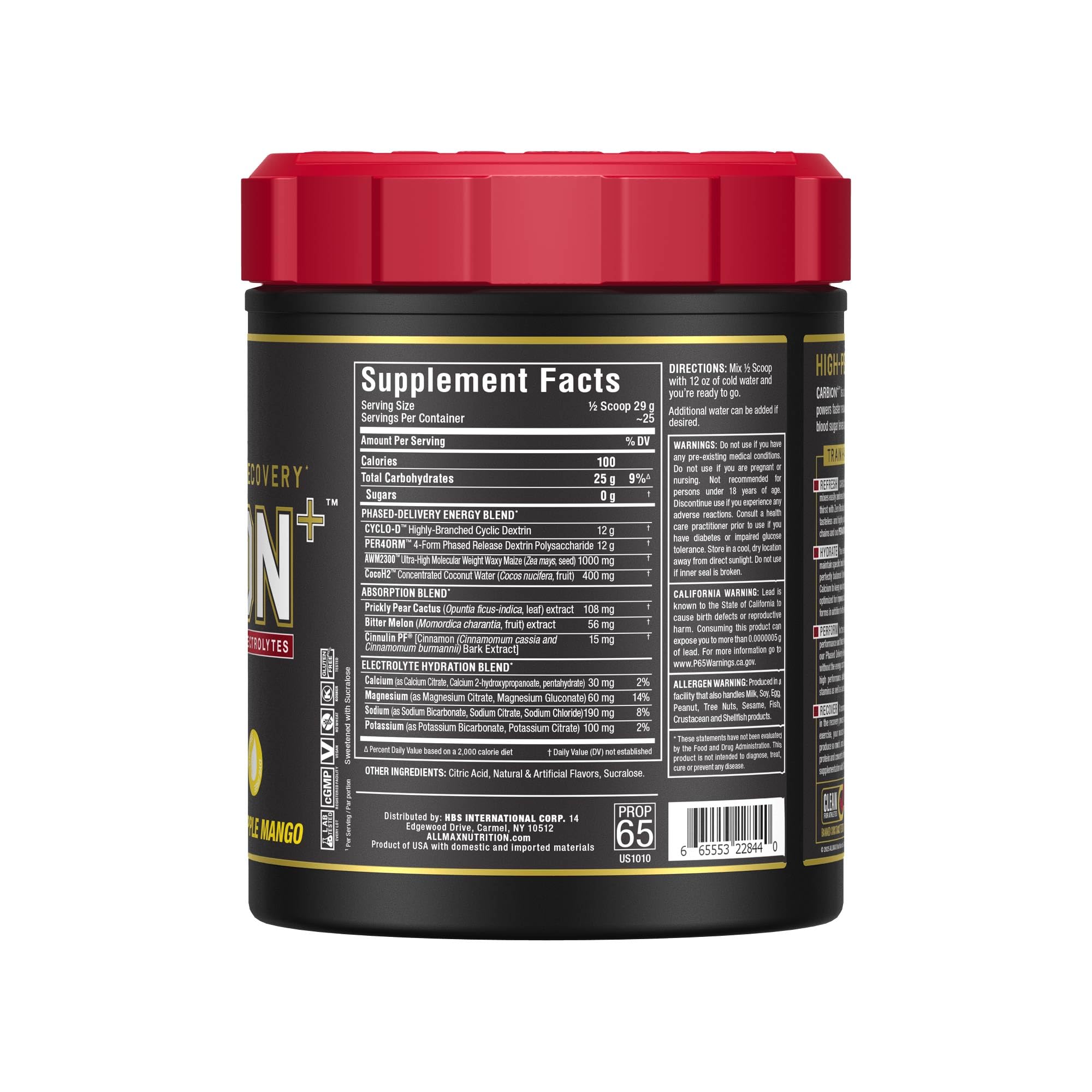 ALLMAX CARBION+ sin-azucar, bebida diaria practica.
