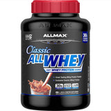 ALLMAX AllWhey Chocolate en bote de 5 libras para recuperación muscular diaria.