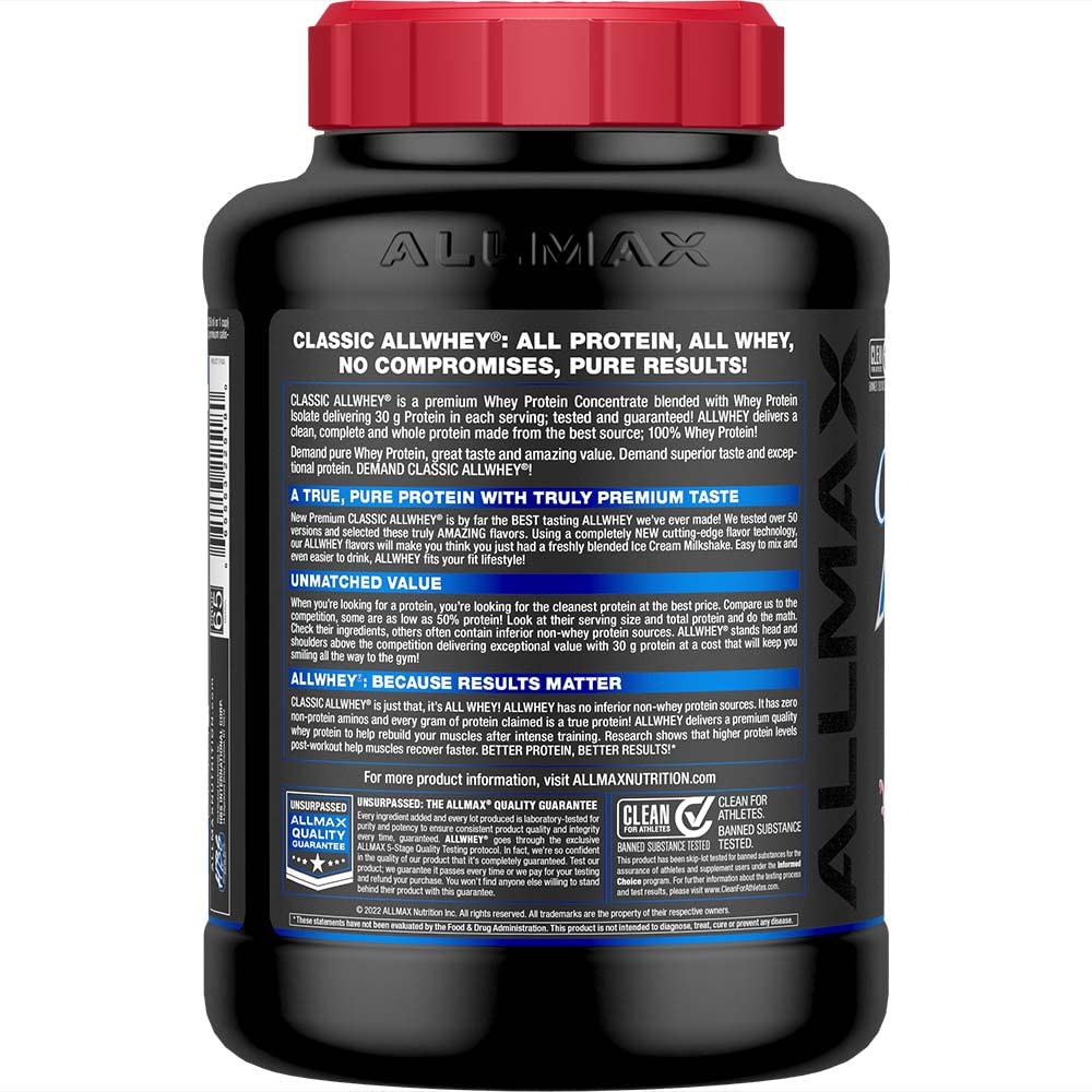ALLMAX AllWhey con medidor Scoop Lock facilita la dosificación