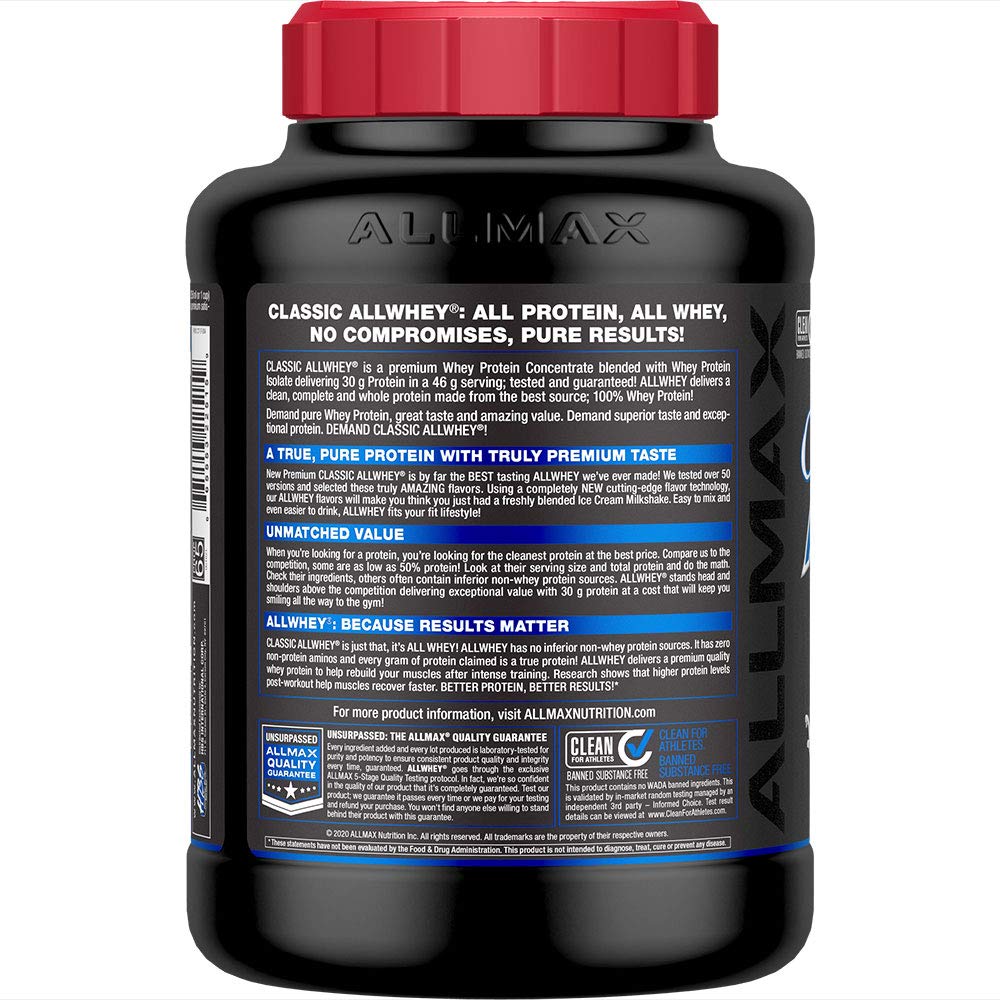 ALLMAX Classic AllWhey, mezcla en vaso, sabor Cookies & Cream para shakes post-entrenamiento