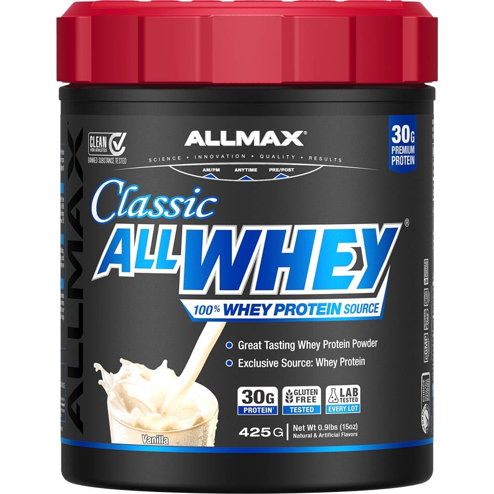 ALLMAX Classic AllWhey Vanilla: bote de proteína para recuperación muscular diaria