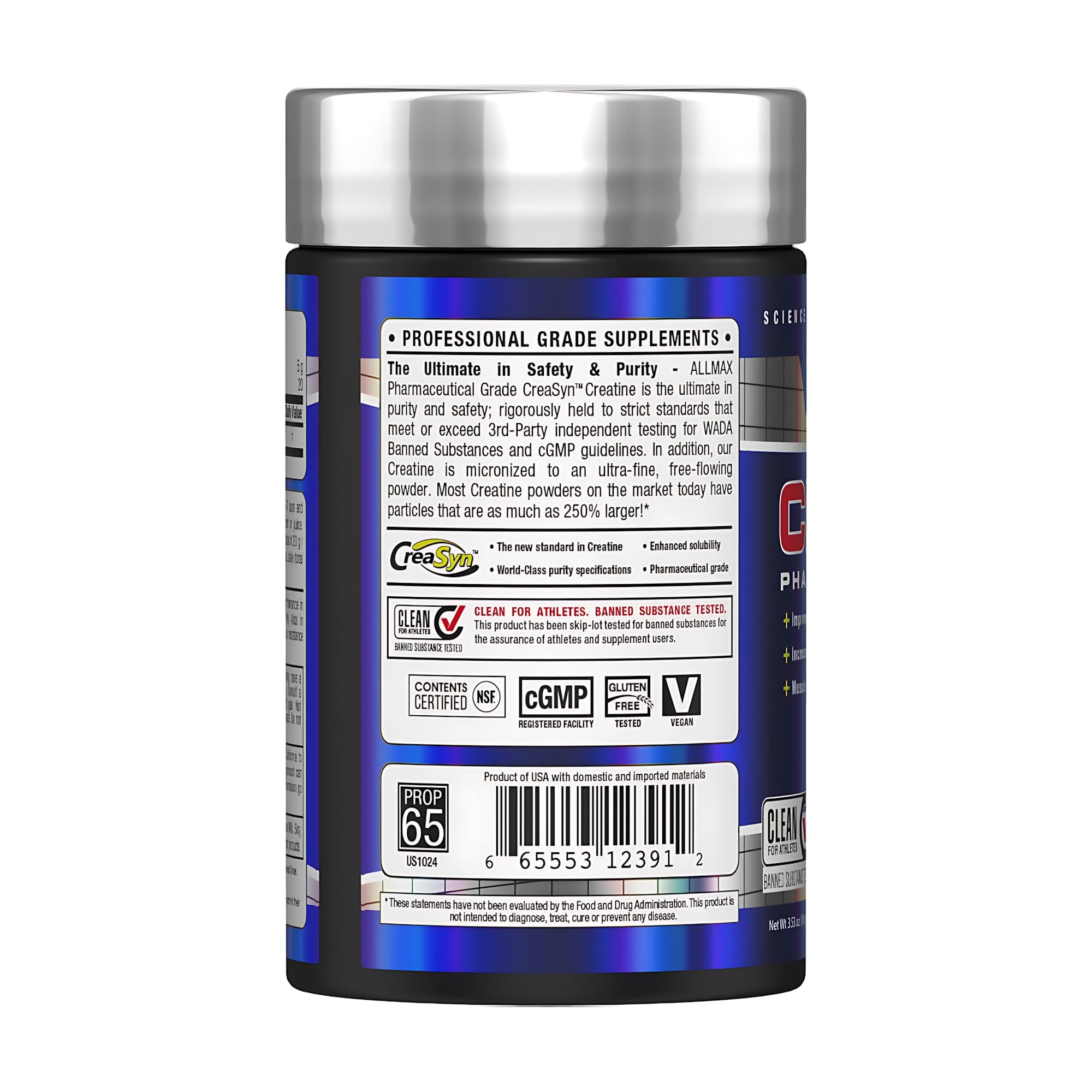 ALLMAX Creatina Monohidrato, mezcla fácil en agua o batido para entrenamientos.