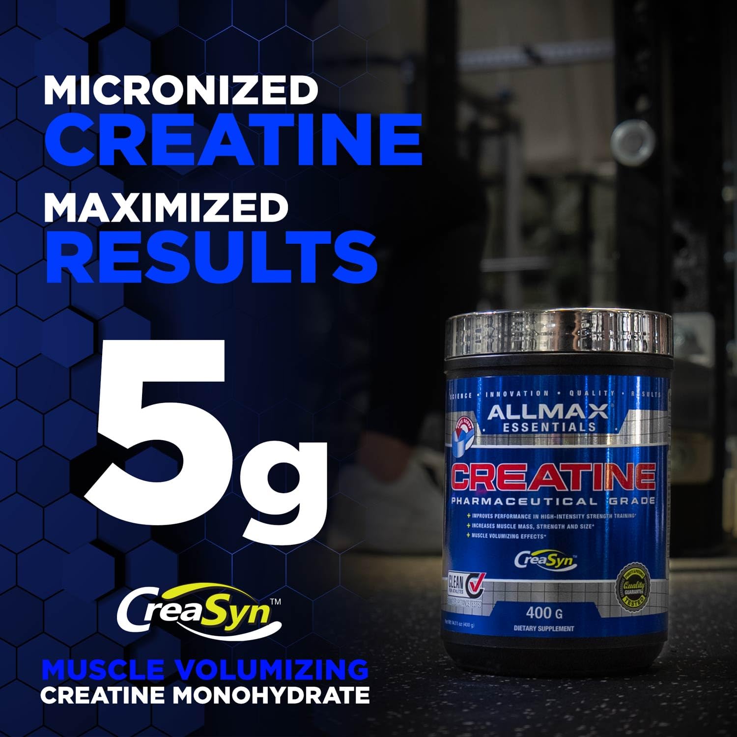 ALLMAX Creatina Monohidrato, disolver fácilmente en agua o batido.