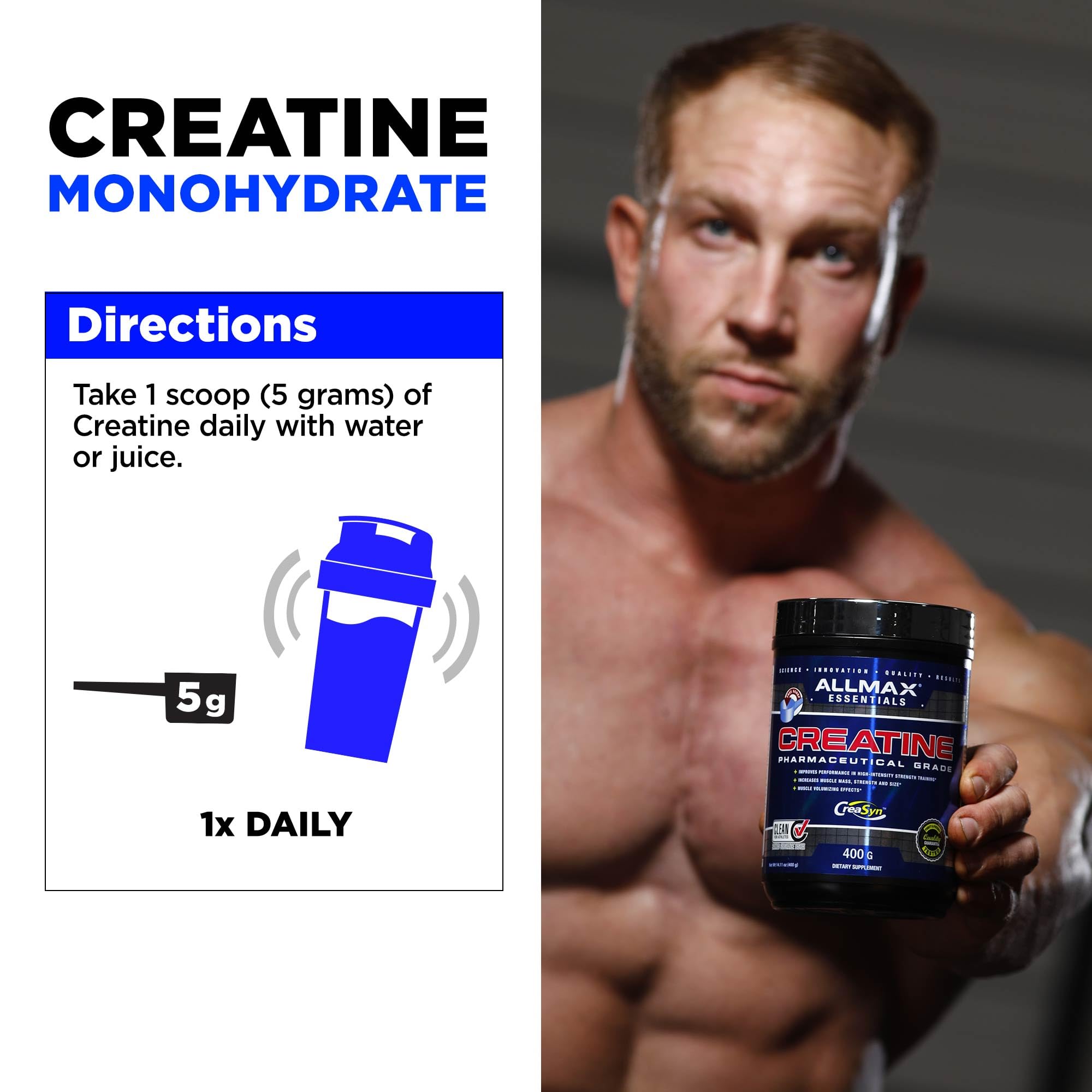 ALLMAX Creatina Monohidrato, diseñado para sesiones de entrenamiento más intensas.