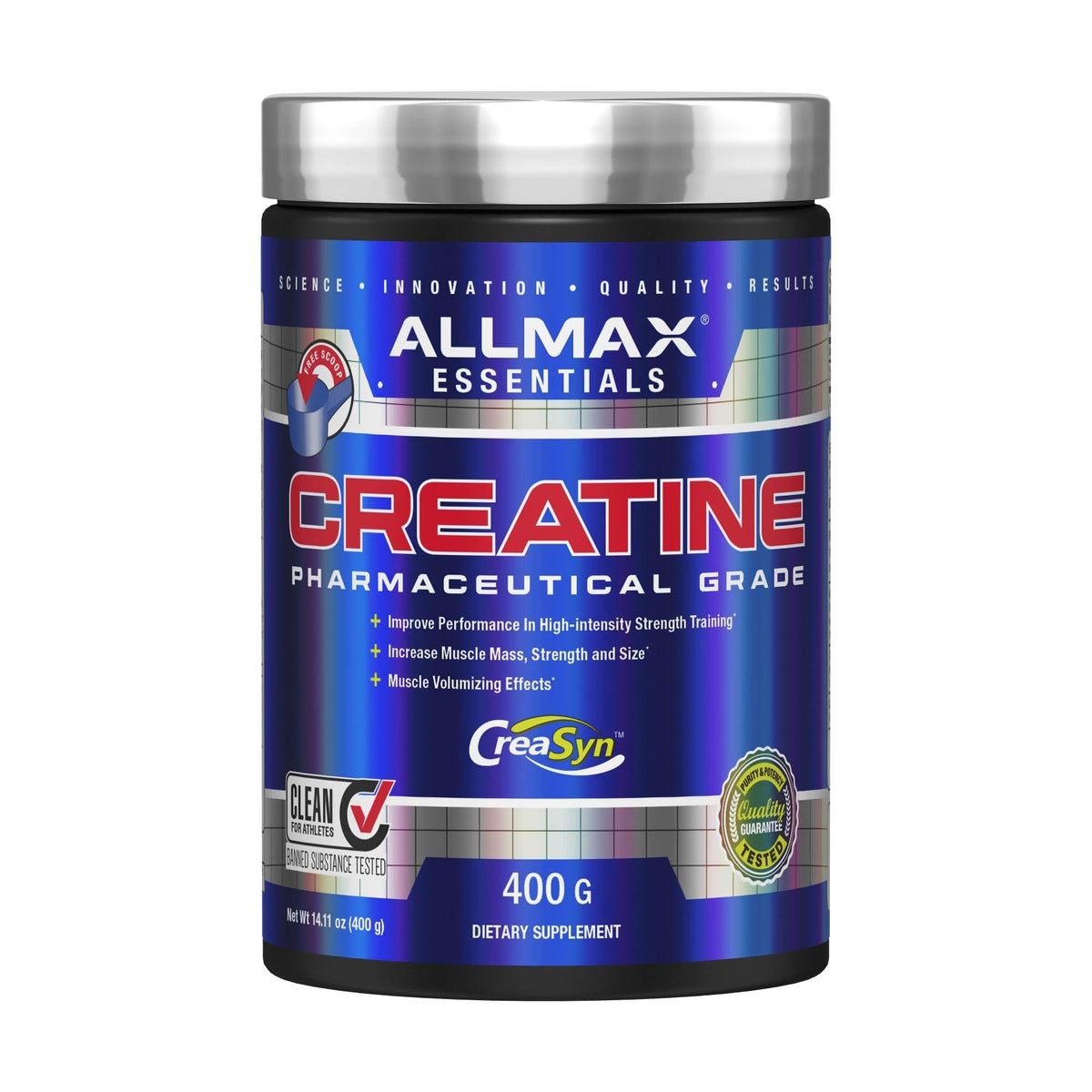 ALLMAX Creatina Monohidrato en polvo sin sabor, ideal para potenciar entrenamientos intensos.