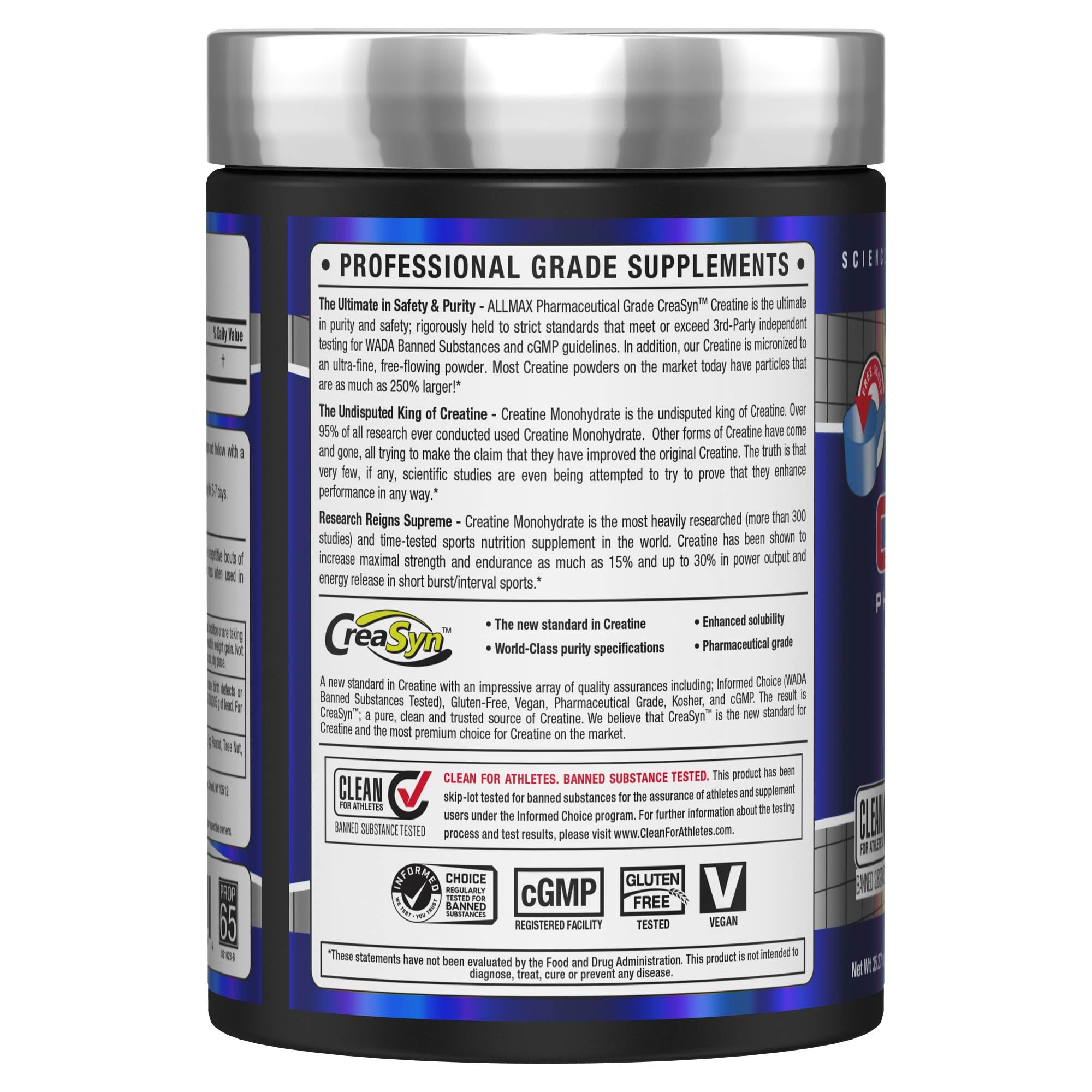 Creatina ALLMAX sin sabor para mezclar en bebidas