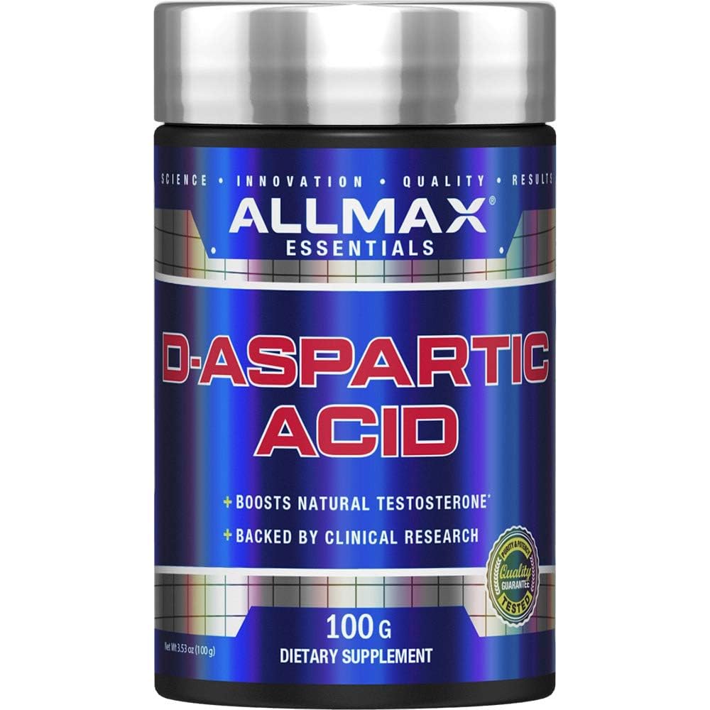 ALLMAX D-aspartico, botella con etiqueta visible para bienestar general