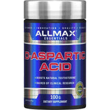 ALLMAX D-aspartico, botella con etiqueta visible para bienestar general