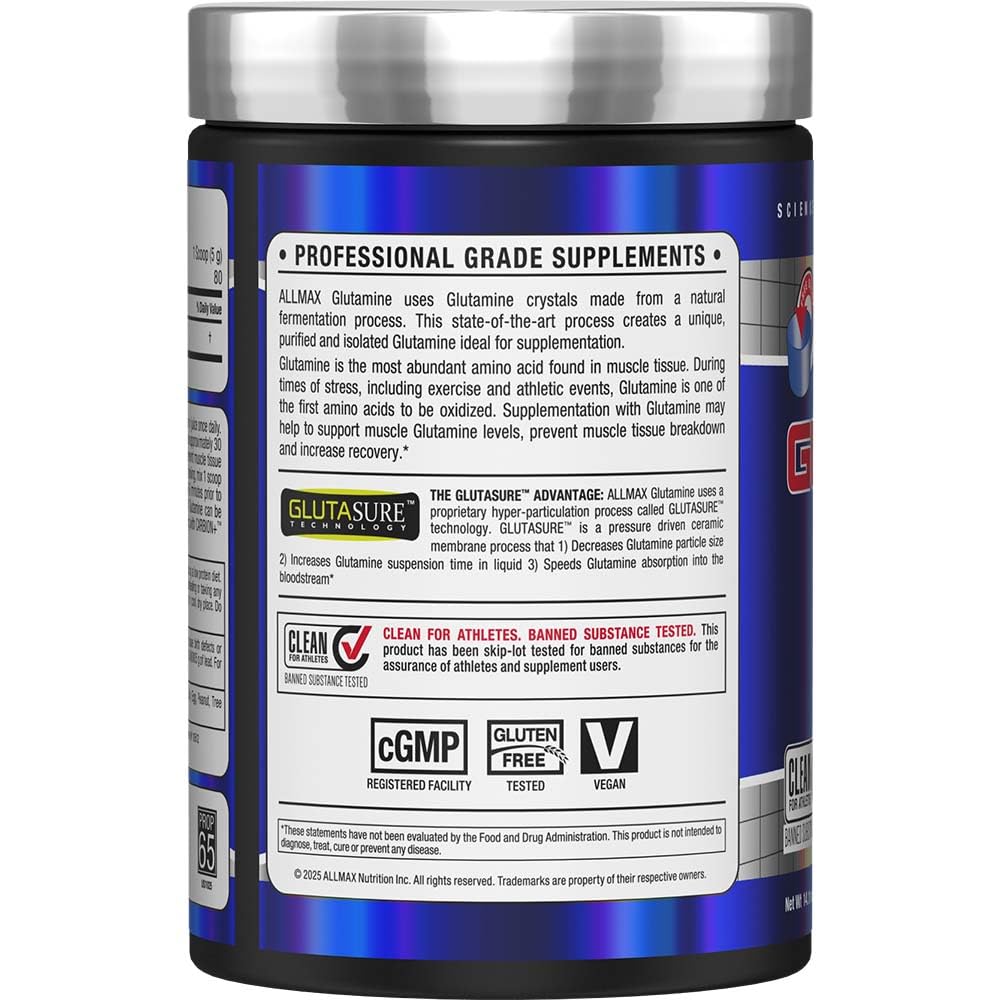 ALLMAX Arginine HCL polvo blanco fermentado para absorción eficiente.