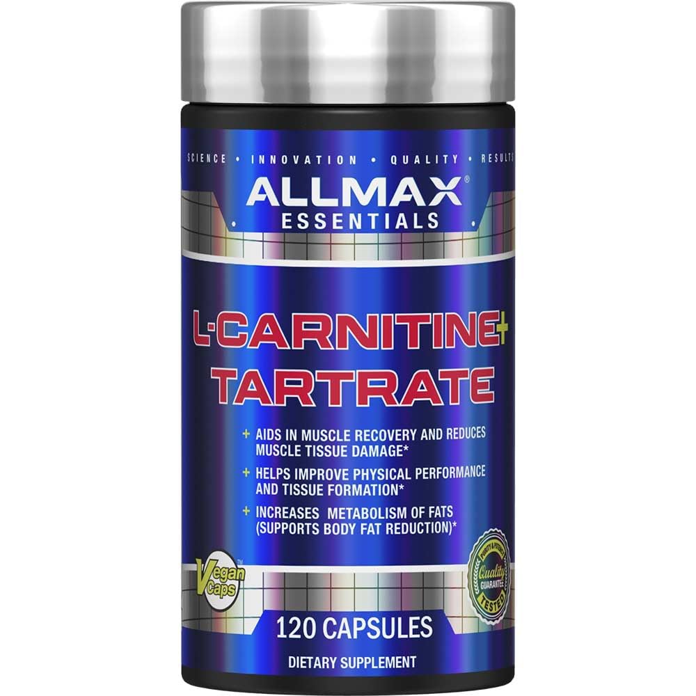 ALLMAX Essentials L-CARNITINE Tartrato en botella de 120 cápsulas para energía sostenida