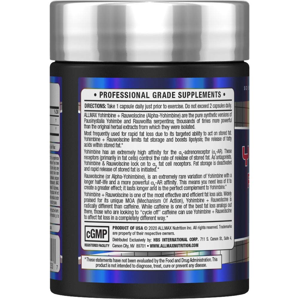 ALLMAX Essentials Yohimbine Rauwolscine cápsulas para uso previo al entrenamiento