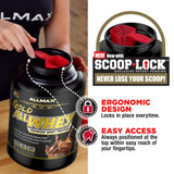 Allmax Gold ALLWHEY enriquecido con BCAA y aminoácidos esenciales para síntesis proteica.