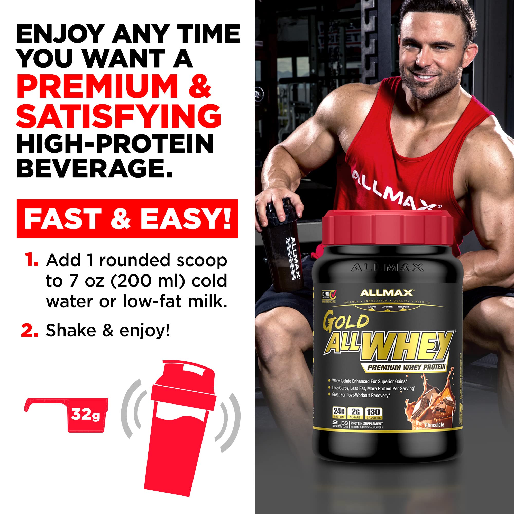 Allmax Gold ALLWHEY uso tras entrenamiento para apoyar recuperación y rendimiento.