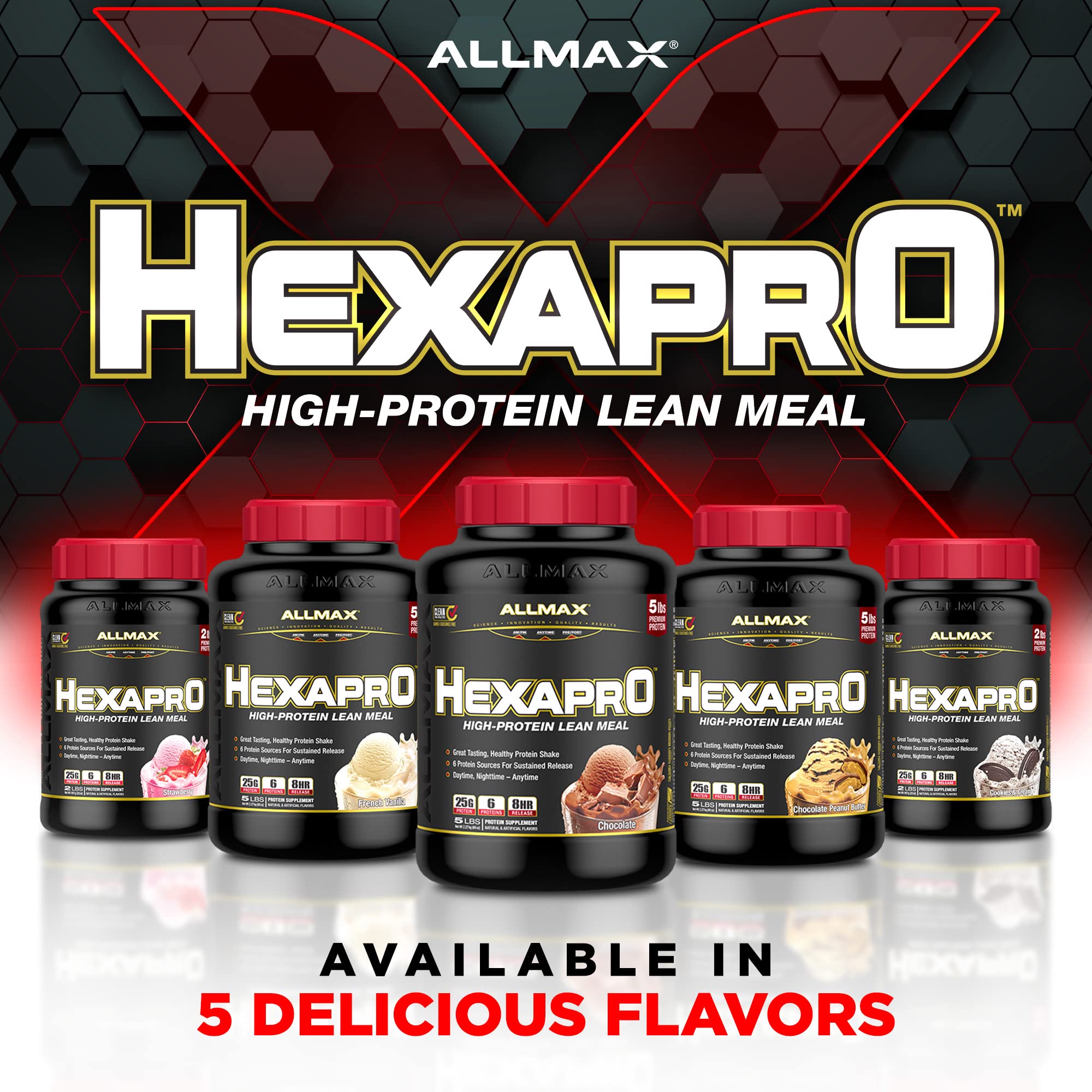 ALLMAX HEXAPRO envase de 5 libras para suministro proteico prolongado