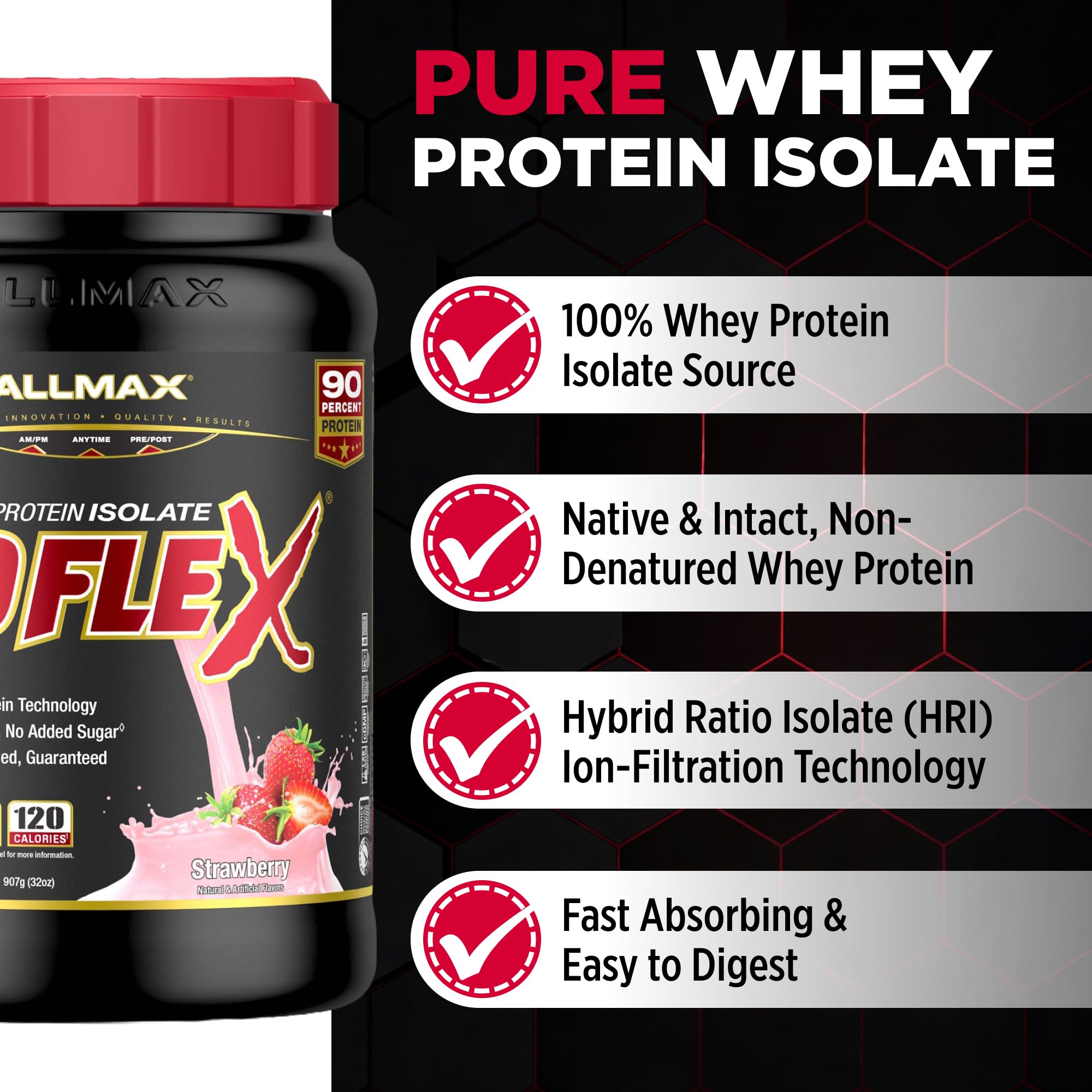 ALLMAX ISOFLEX batido en vaso, sabor delicioso sin azúcares añadidos.