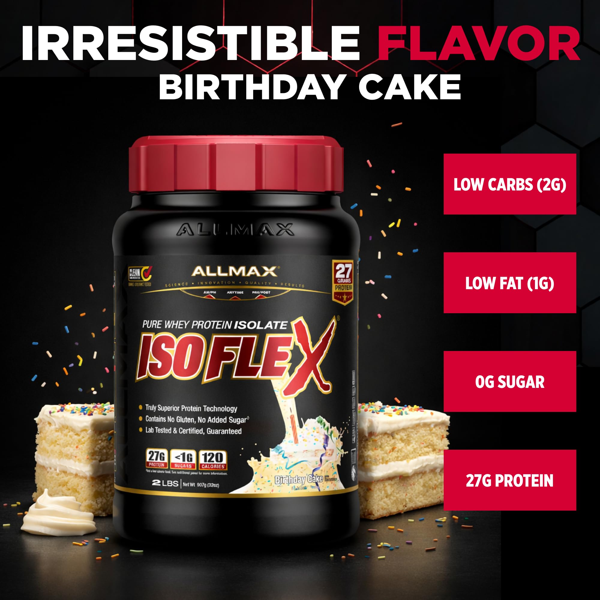 ALLMAX ISOFLEX cucharilla medición para porciones precisas.