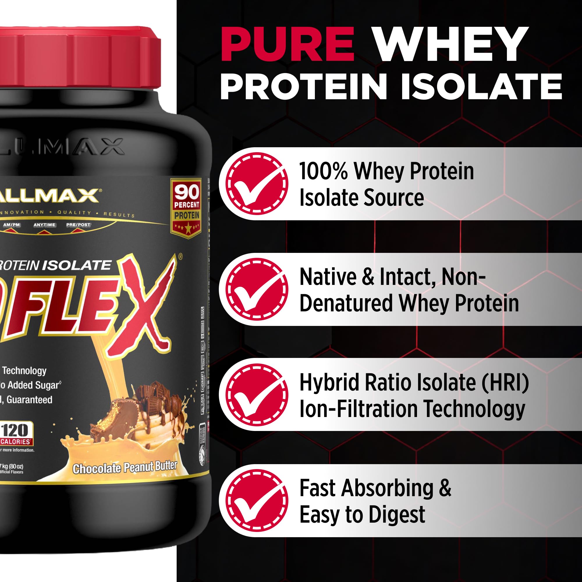 Medida de dosificación ALLMAX ISOFLEX para control de proteína por porción.