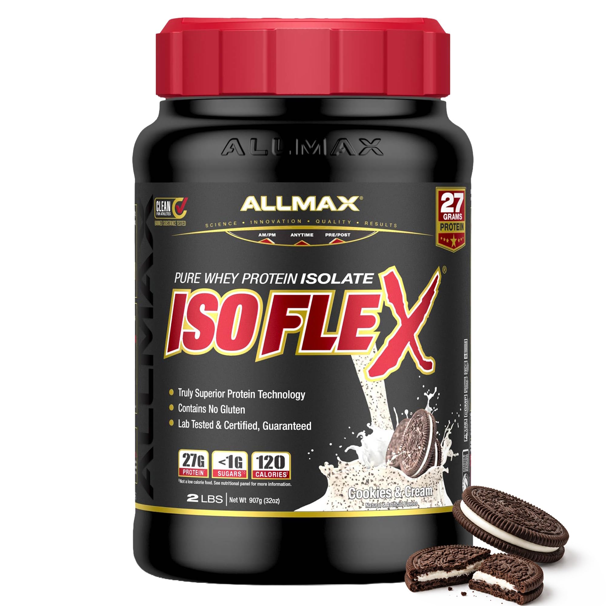 ALLMAX Isoflex empaque tarro 2 lb para proteína limpia y rápida absorción
