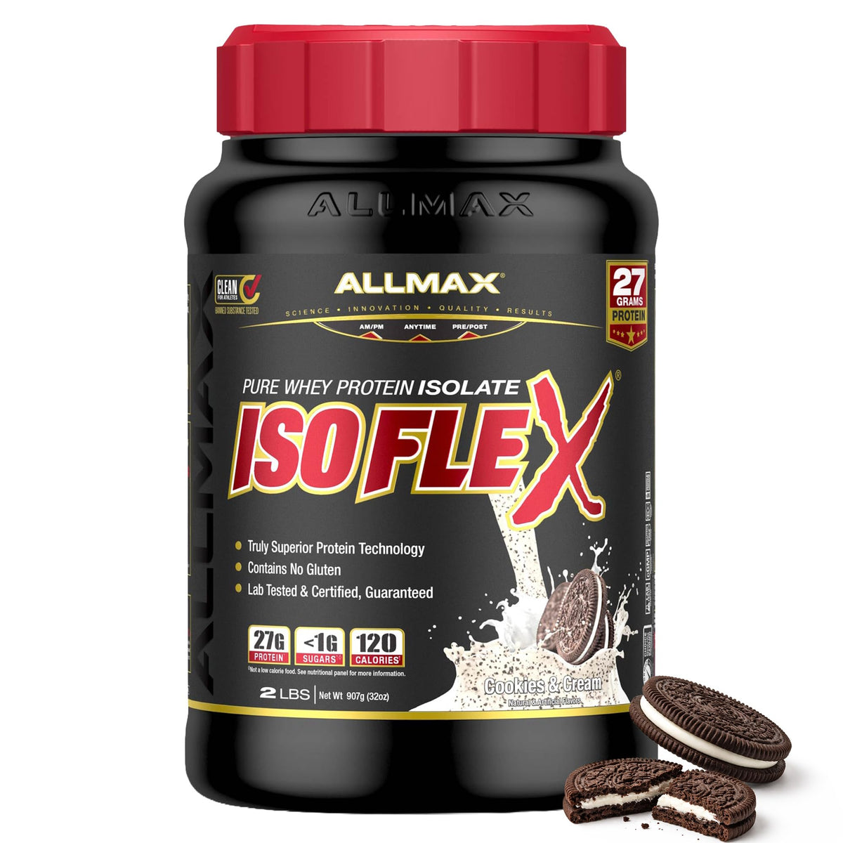ALLMAX Isoflex empaque tarro 2 lb para proteína limpia y rápida absorción