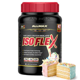 ALLMAX ISOFLEX envase de proteína aislada para recuperación limpia.