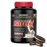 ALLMAX ISOFLEX proteina aislada en bote para recuperación muscular limpia
