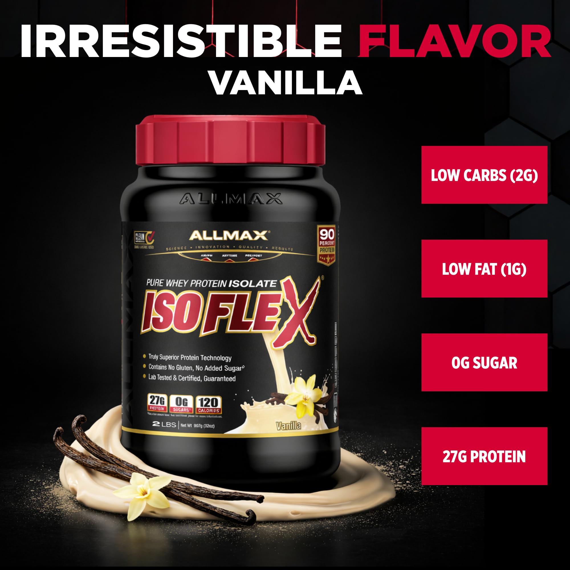 ALLMAX ISOFLEX mezcla cremosa de vainilla para batidos rápidos