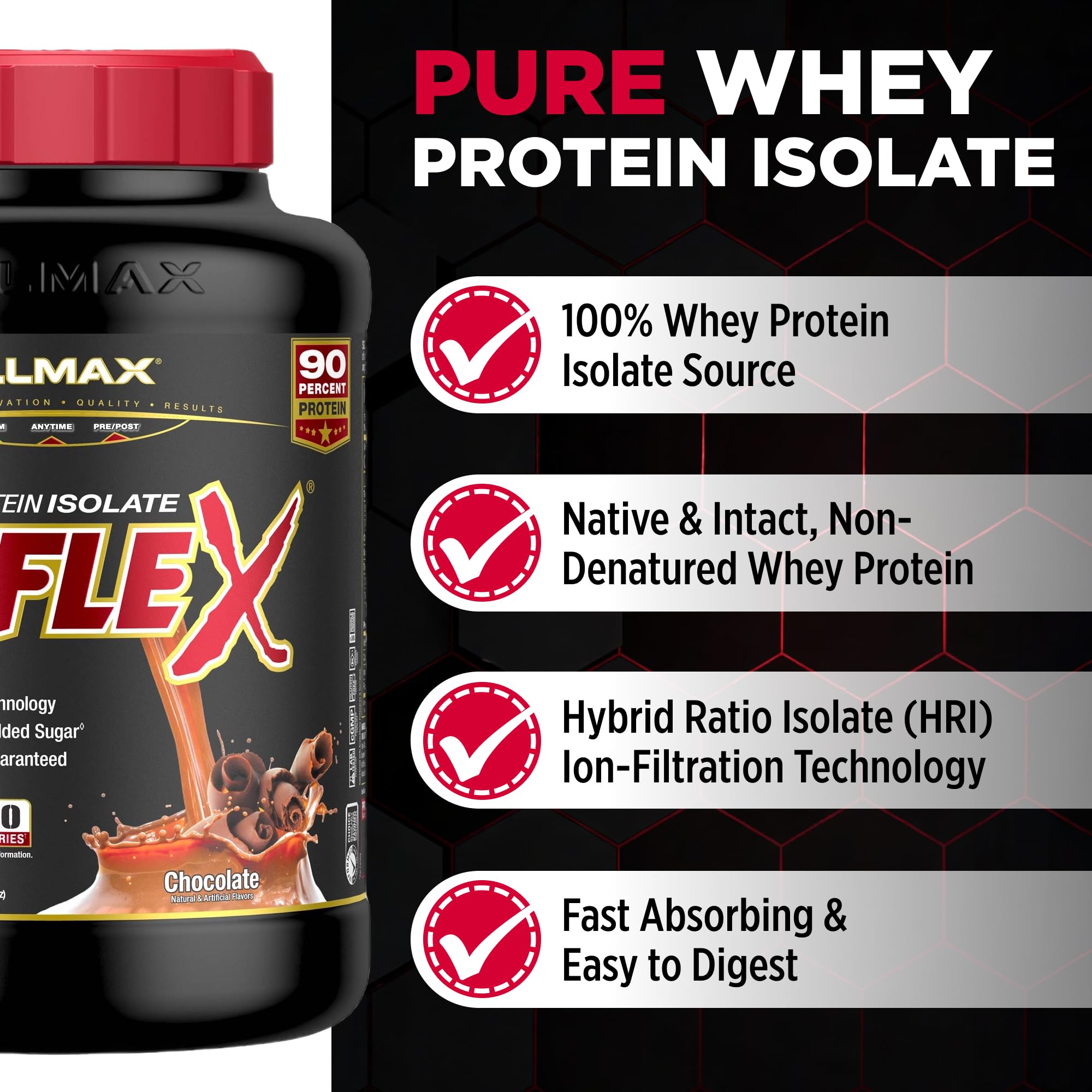 ALLMAX Isoflex mezcla en vaso con batido cremoso.