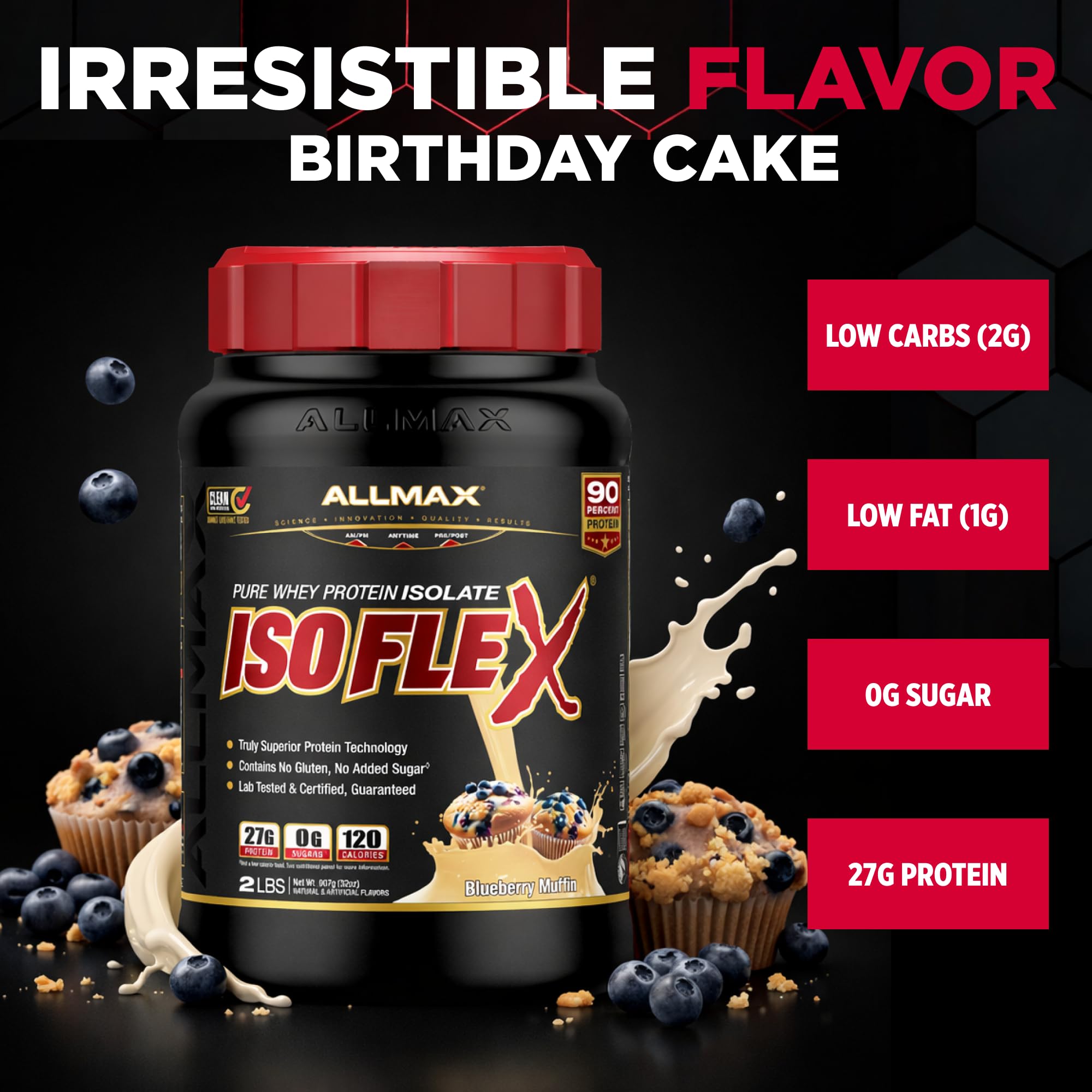 Allmax ISOFLEX, cucharada de proteína, apoyo a la reparación muscular después del ejercicio