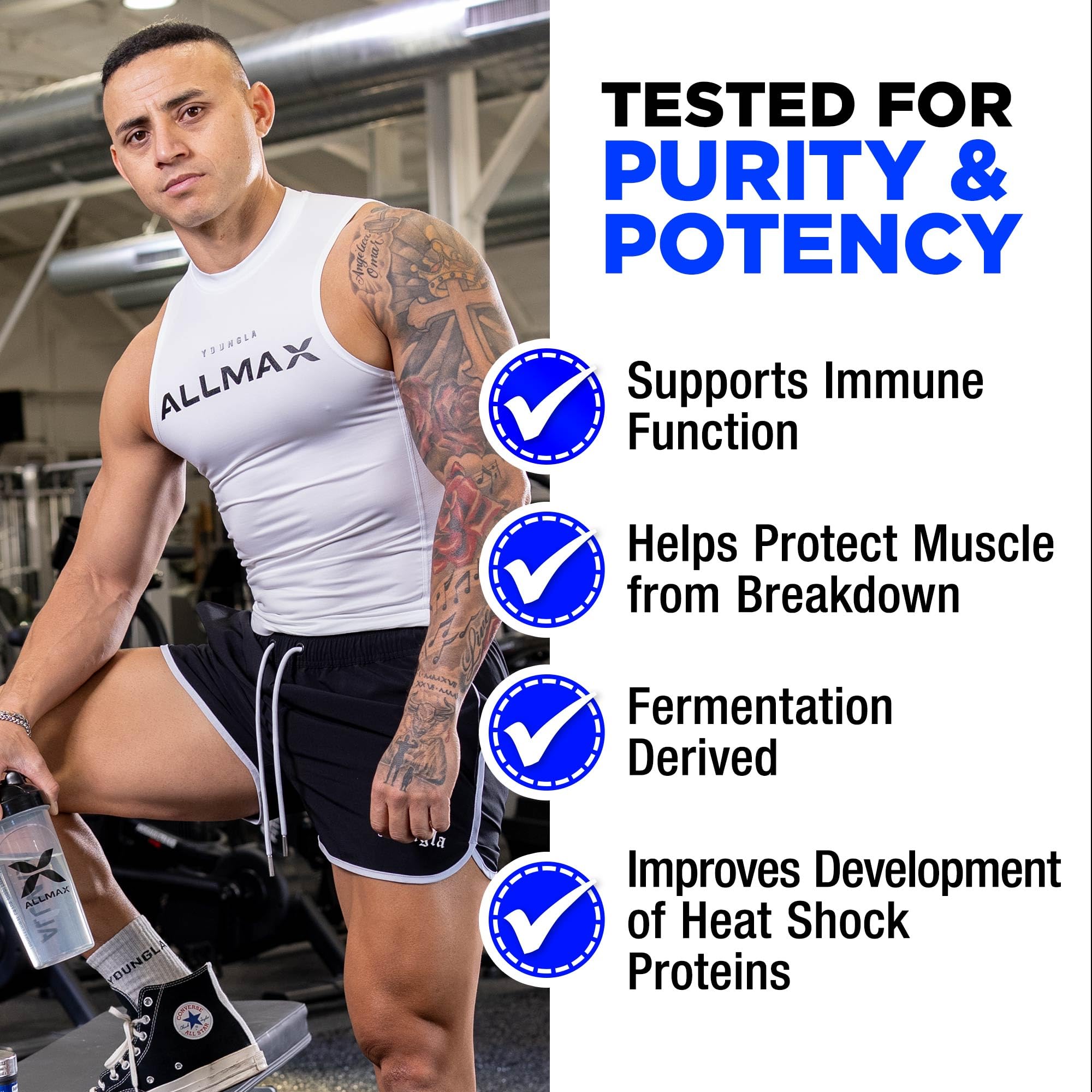 ALLMAX L-Glutamina, textura ultra fina para grumos cero