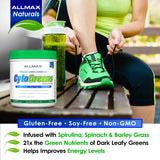 ALLMAX Naturals CytoGreens: batido verde en un vaso refrescante.