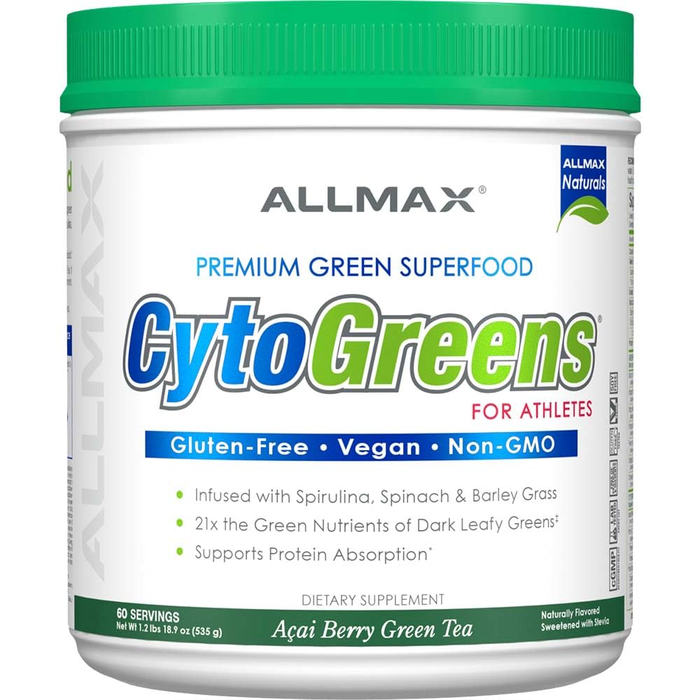 ALLMAX Naturals CytoGreens: bote frontal para empezar el día con energía.