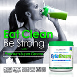 ALLMAX Naturals CytoGreens: cucharita medidora para porciones precisas.