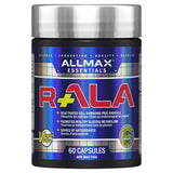 ALLMAX R+ALA botella muestra el envase y su posible impulso de energía para entrenamientos.