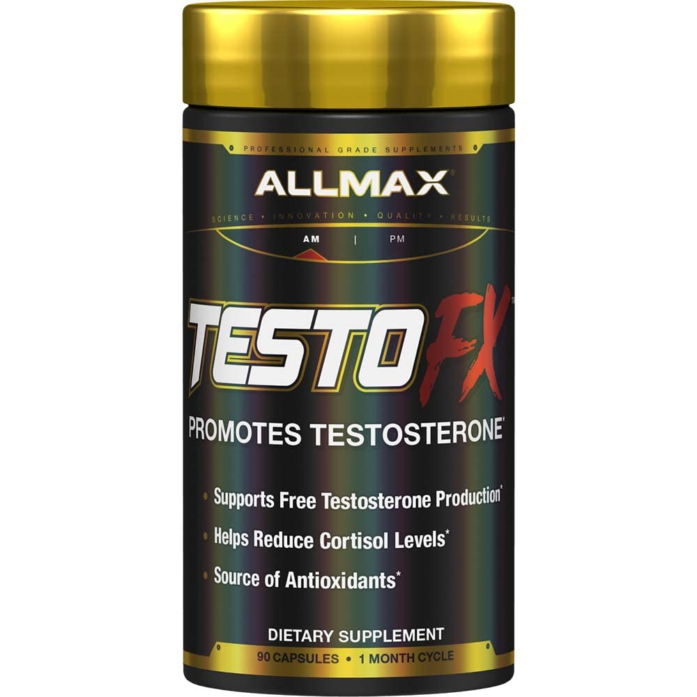 ALLMAX TESTOFX cápsulas en tarro, apoyo a la energía diaria.