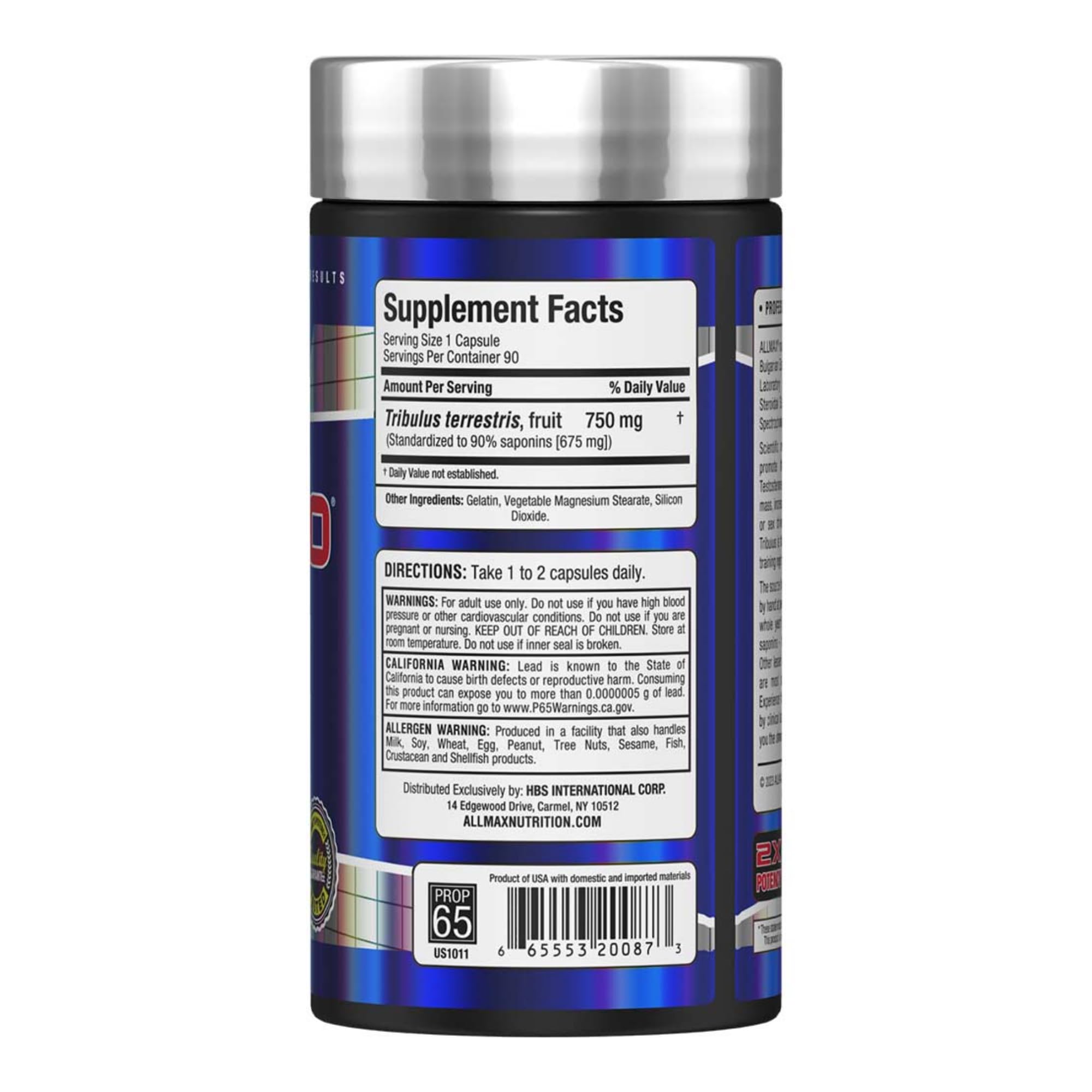 ALLMAX TRIBX90 cápsulas para uso diario, apoyo en entrenamientos intensos.