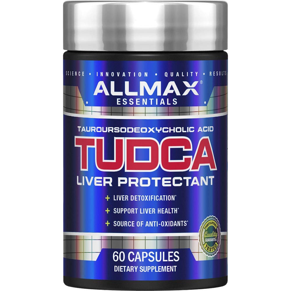 ALLMAX TUDCA+ botella frontal, posible apoyo a la salud hepática