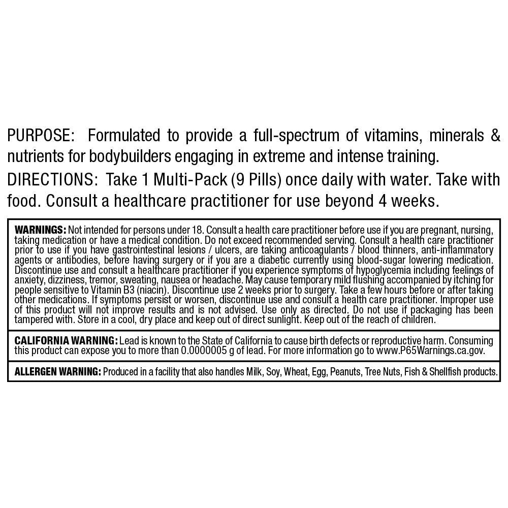 ALLMAX Vitastack, etiqueta frontal con lista de vitaminas para equilibrio.