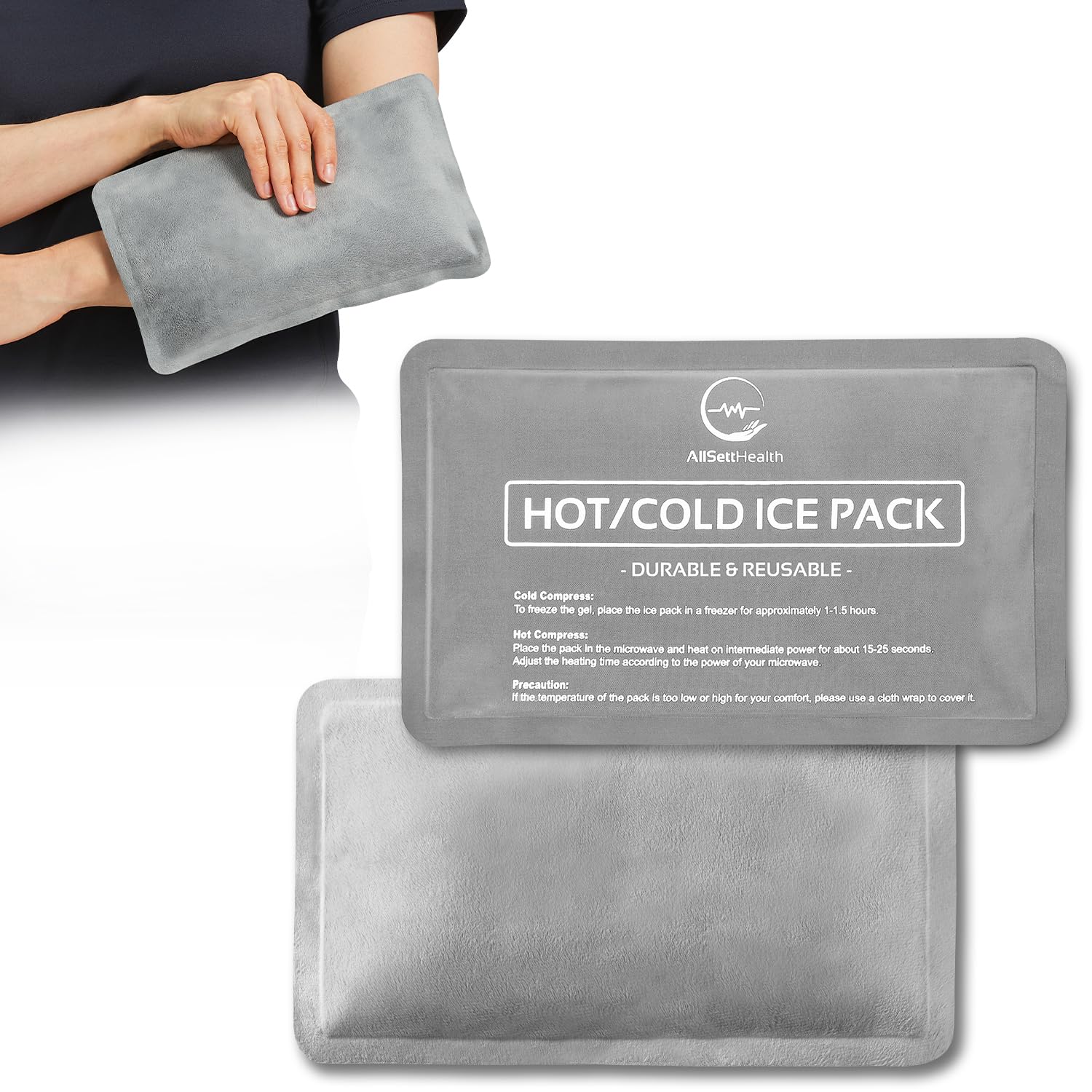AllSett Health bolsas hielo 10x6 medidas: alivio localizado y uso reutilizable.