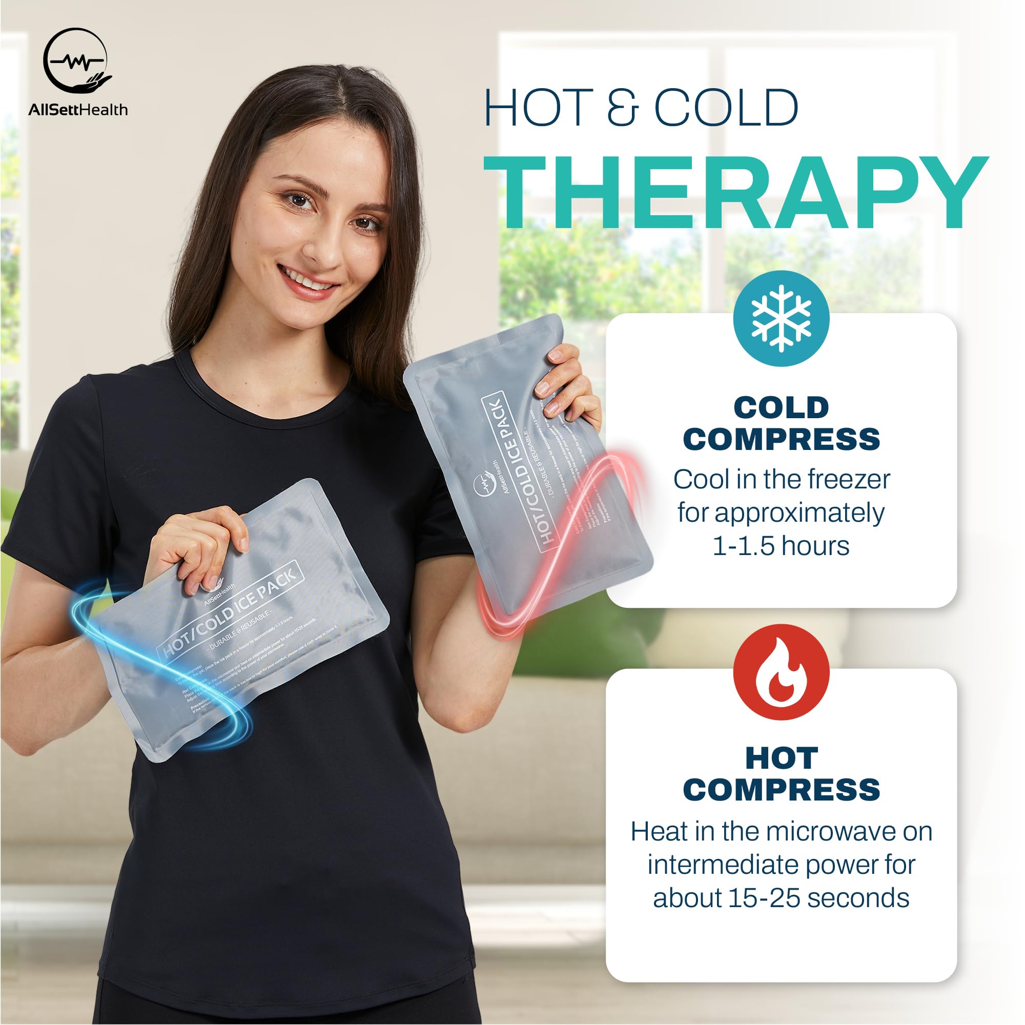 AllSett Health bolsas hielo duraderas y reutilizables para uso repetido.