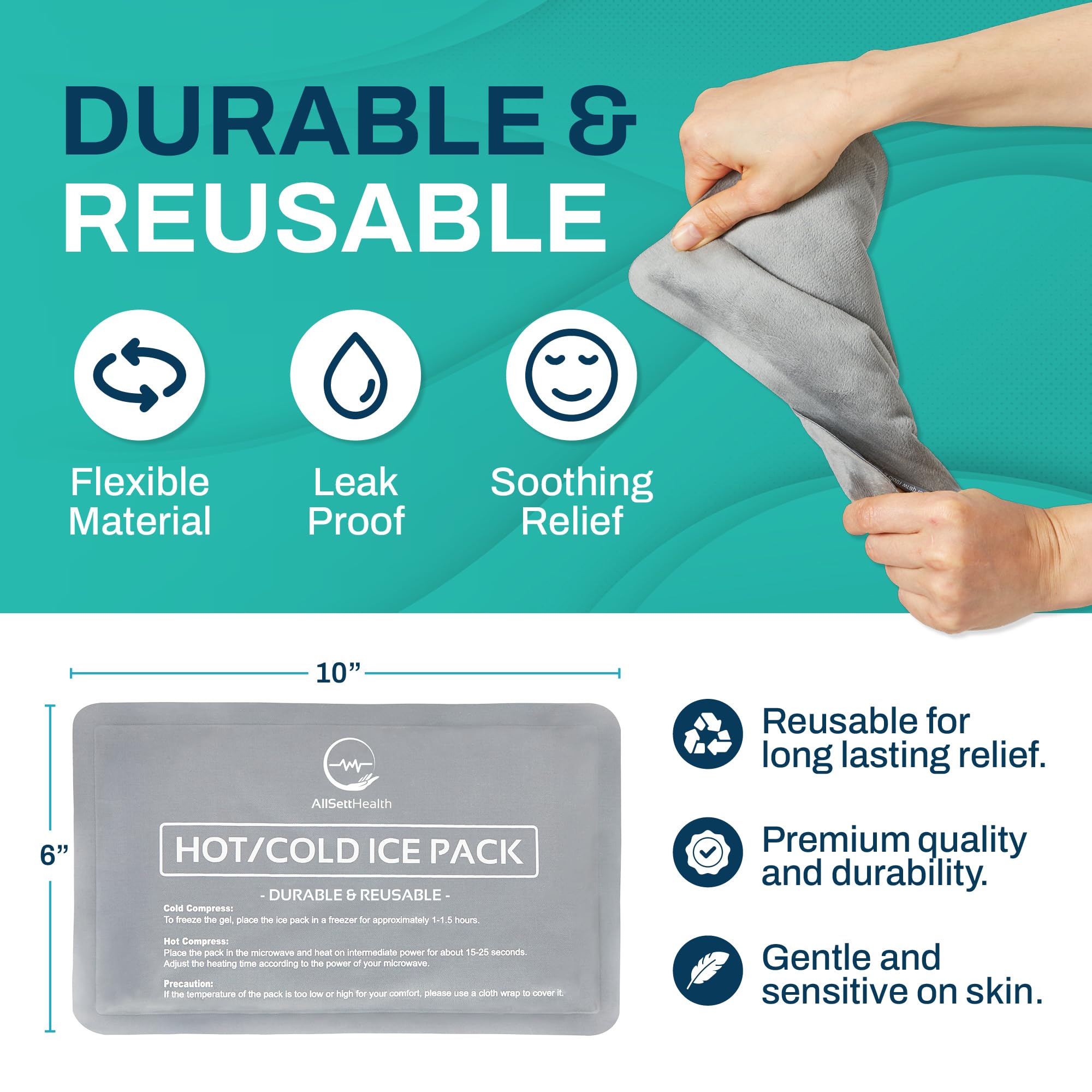 AllSett Health doble terapia calor frío: uso versátil para molestias y recuperación.